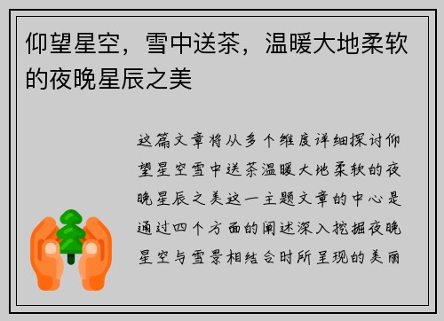 仰望星空，雪中送茶，温暖大地柔软的夜晚星辰之美